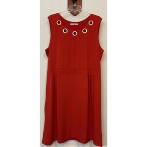 Signature Collection Womens 3x Red Designer Accent Sleeveless Midi Dress! A6795